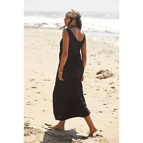 NWT FREE PEOPLE BEACH GEORGIA MAXI DRESS IN BLACK - Picture 2 of 3
